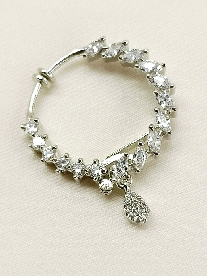 Aparna Silver American Diamond Nosering