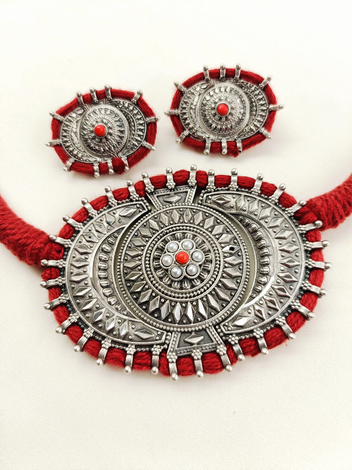 Baina Coral Oxidized Choker Set
