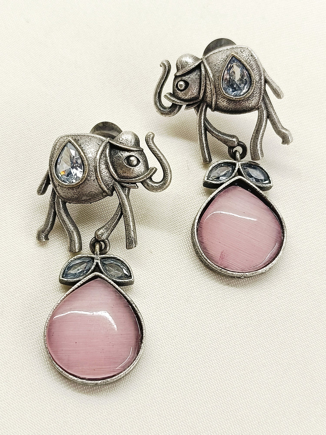 Shawetha Baby Pink Oxidized Earring