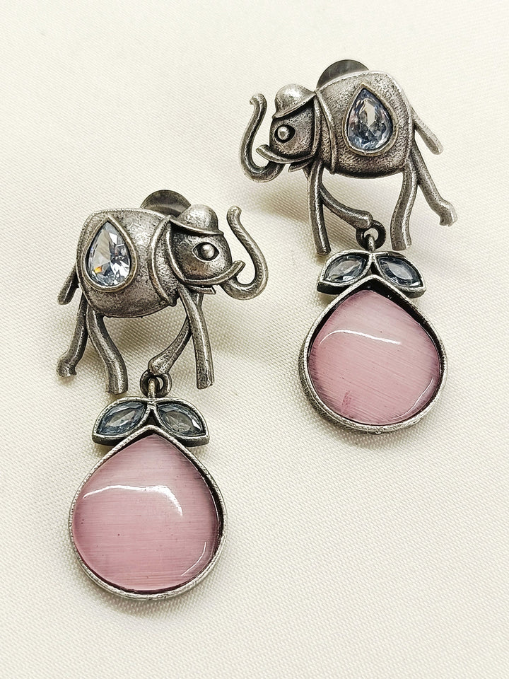 Shawetha Baby Pink Oxidized Earring