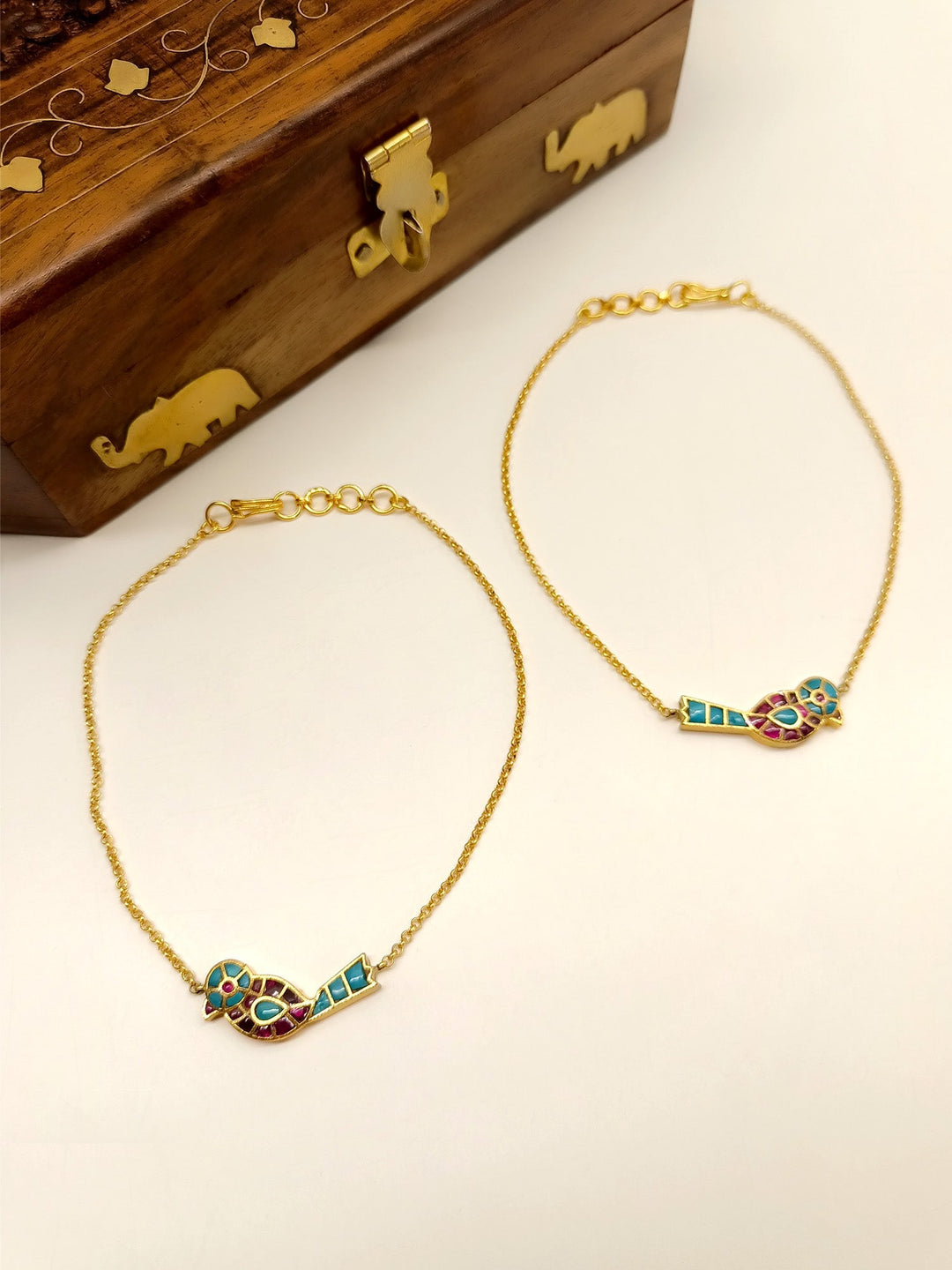 Better R & B Bird Kundan Anklet