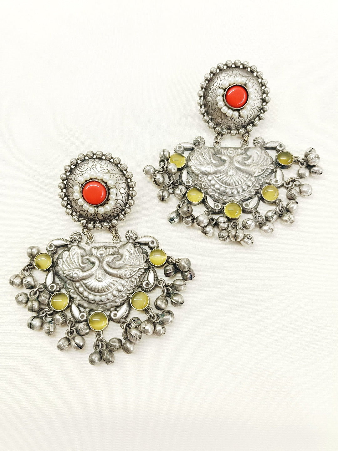 Gitanjali Coral Oxidized Earring