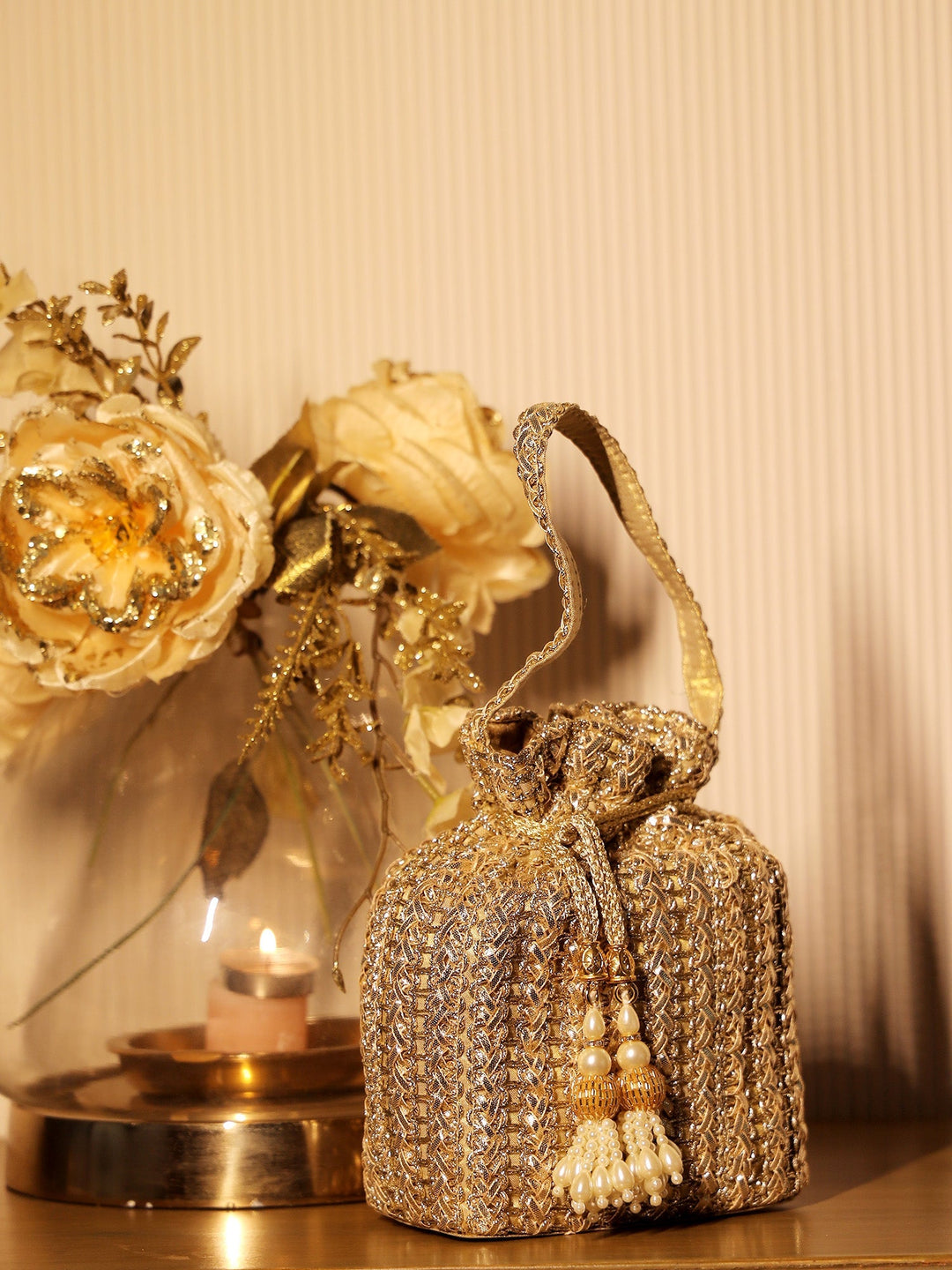Omera Golden Potli Bag