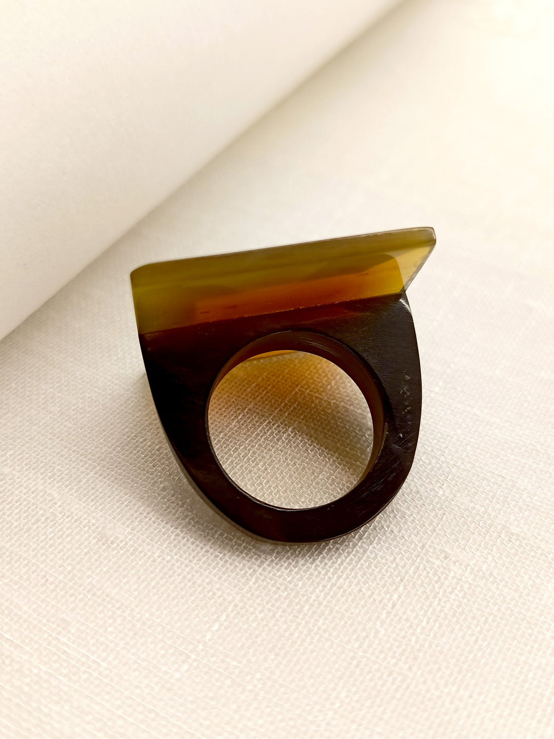 Harnaaz Beige Squre Shape Acrylic Finger Ring