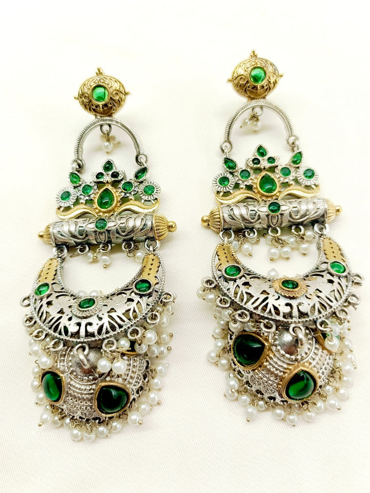 Kautirya Green Oxidized Jhumki