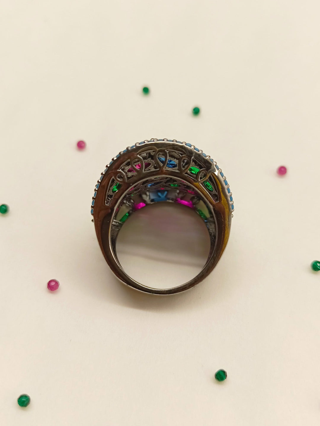 Gulika Multi Colour Victorian Finger Ring