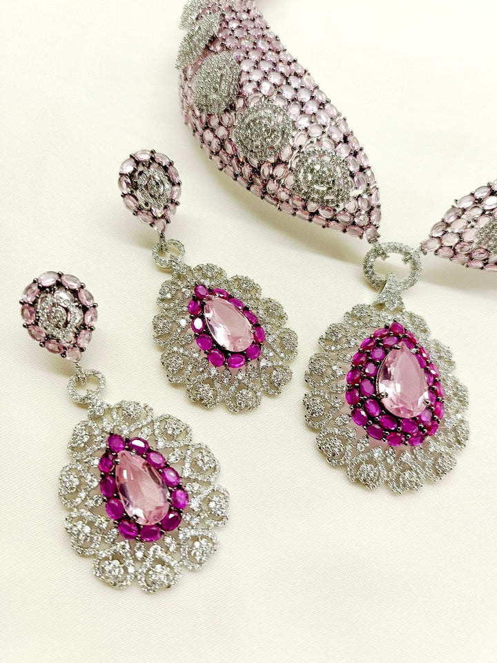 Beverly Pink American Diamond Set