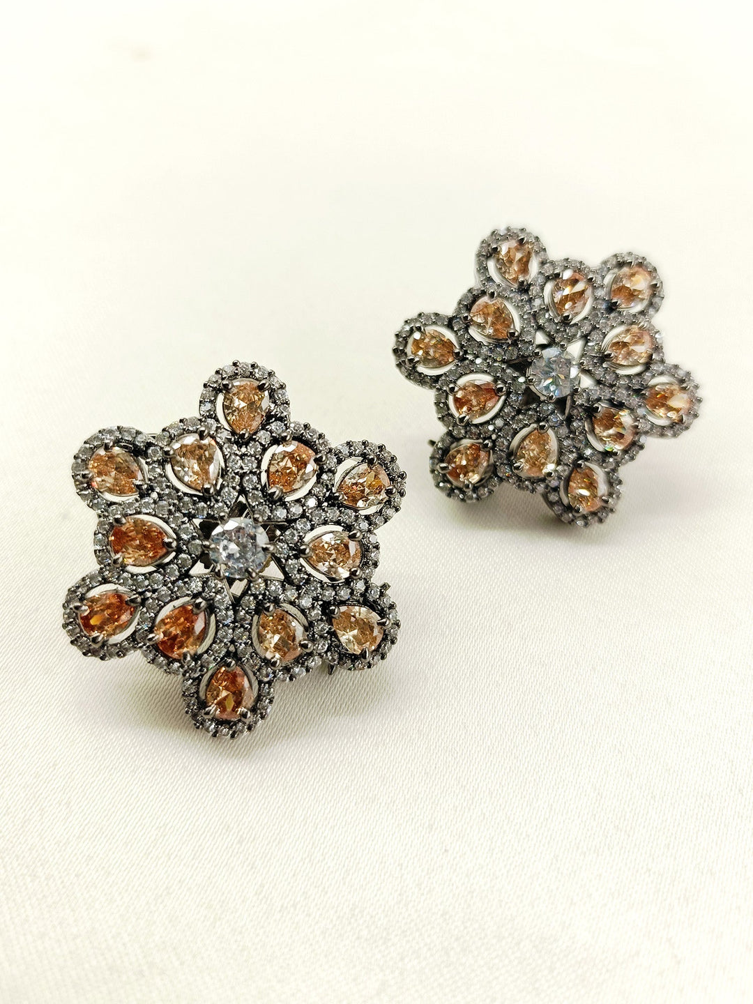 Kirti Copper Diamond Rhodium Plated Victorian Tops