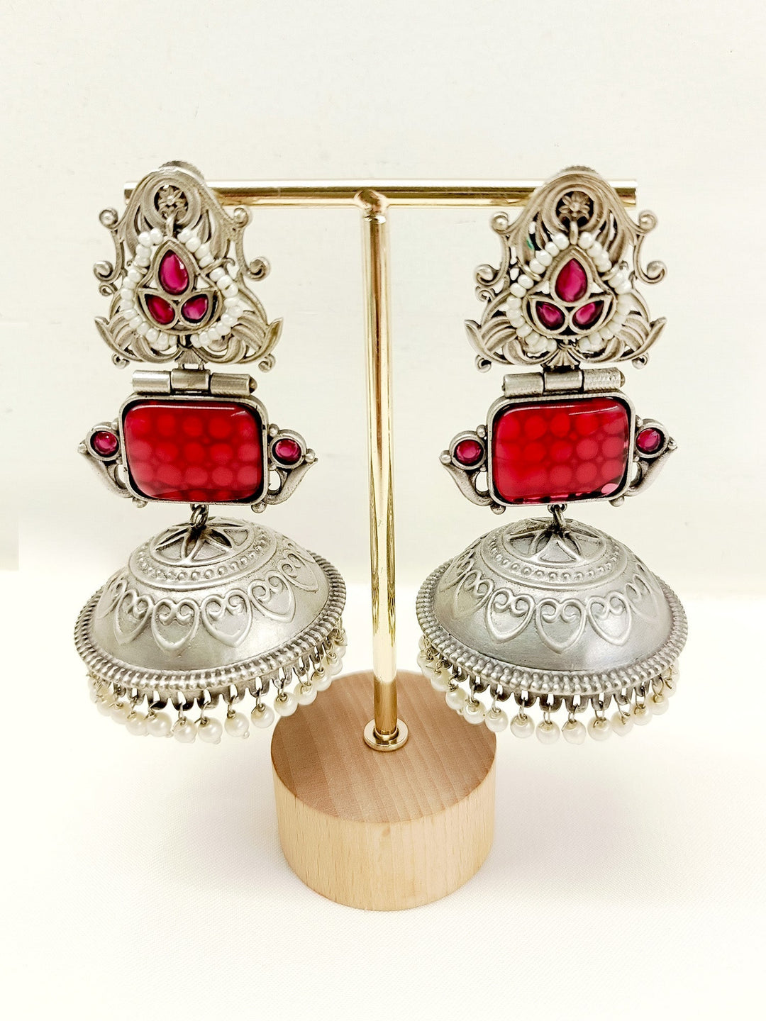 Shifar Maroon Oxidized Jhumki