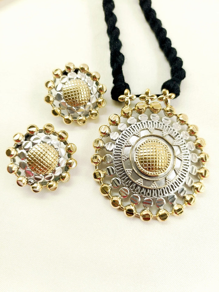 Sarita Black Oxidized Necklace Set - Brass &amp; Earrings