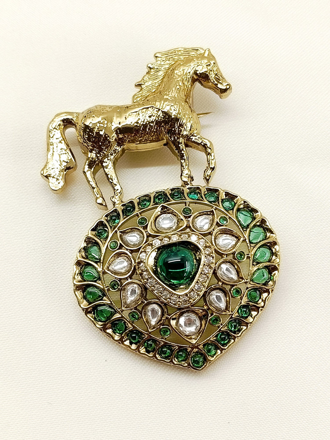 Uday Green Horse Brooch