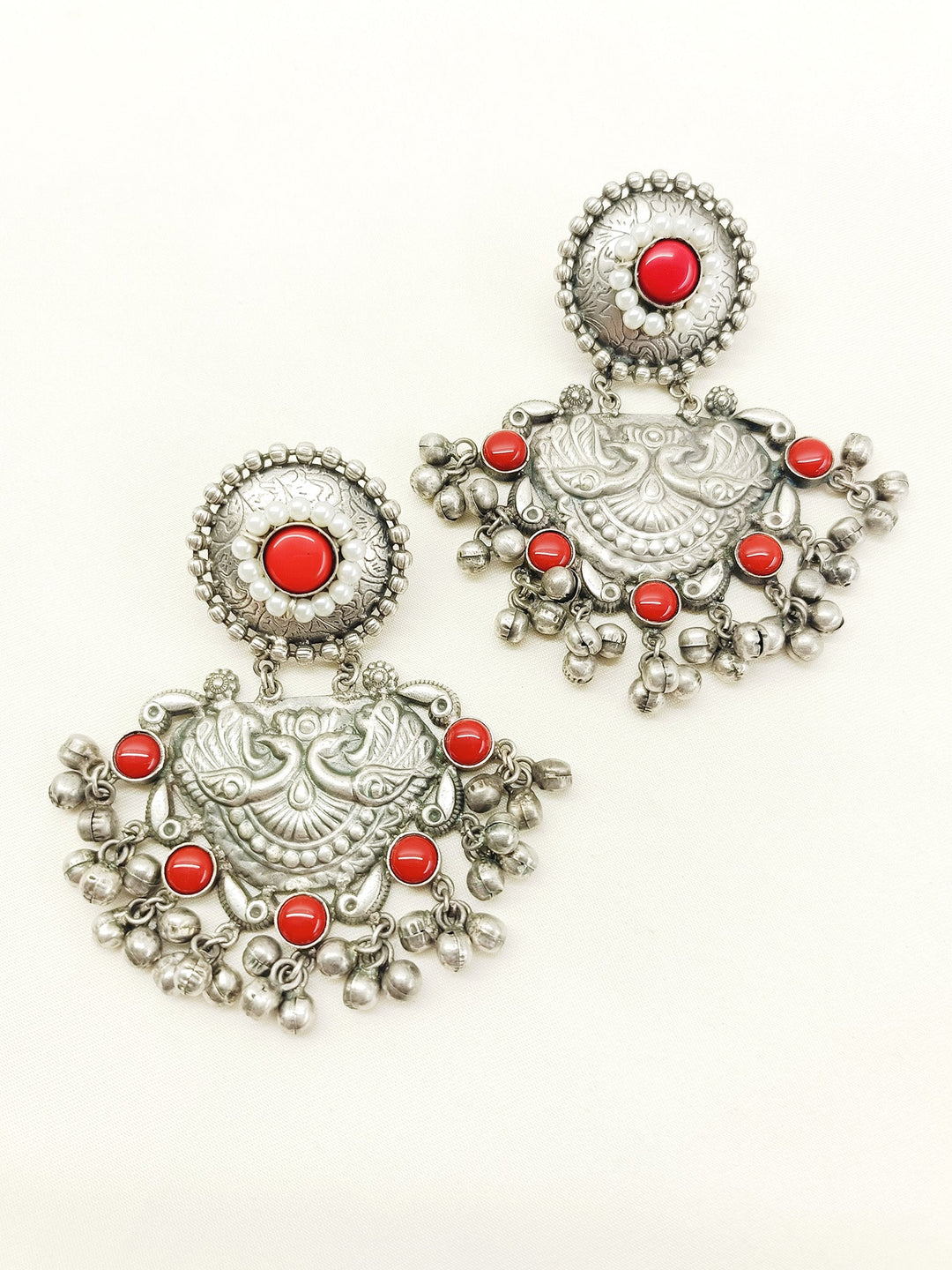 Hrishita Coral Oxidized Earring