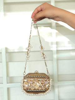 Khwaab Golden Mini Metal Clutch