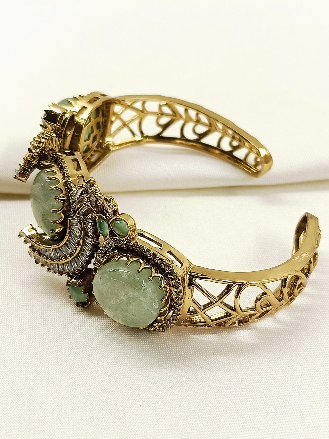 Monjima Mint Green Victorian Bracelet - Antique Gold-Plated