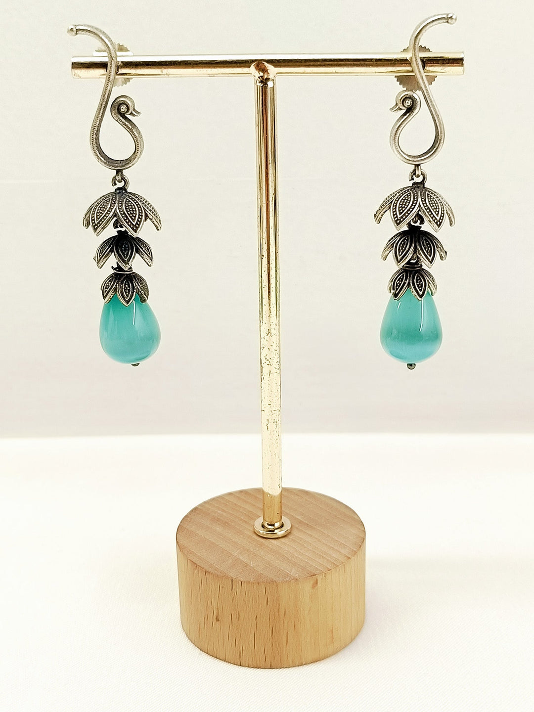 Andrea Mint Green Oxidized Jhumki - Earrings