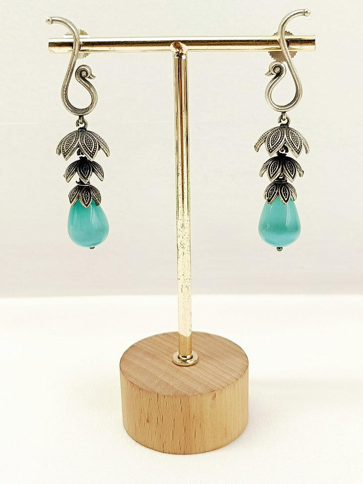 Andrea Mint Green Oxidized Jhumki - Earrings