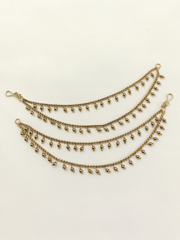 Shumaita Golden Traditional Ear Chain - Antique Gold Plated