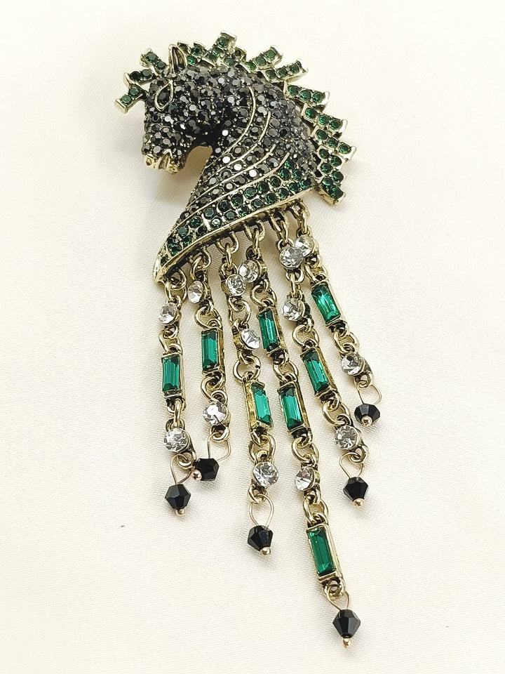 Satyam Green Horse Men's Brooch