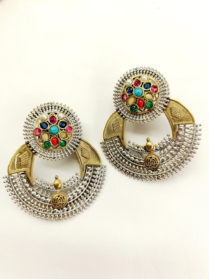 Zifa Multi Colour Oxidized Earrings