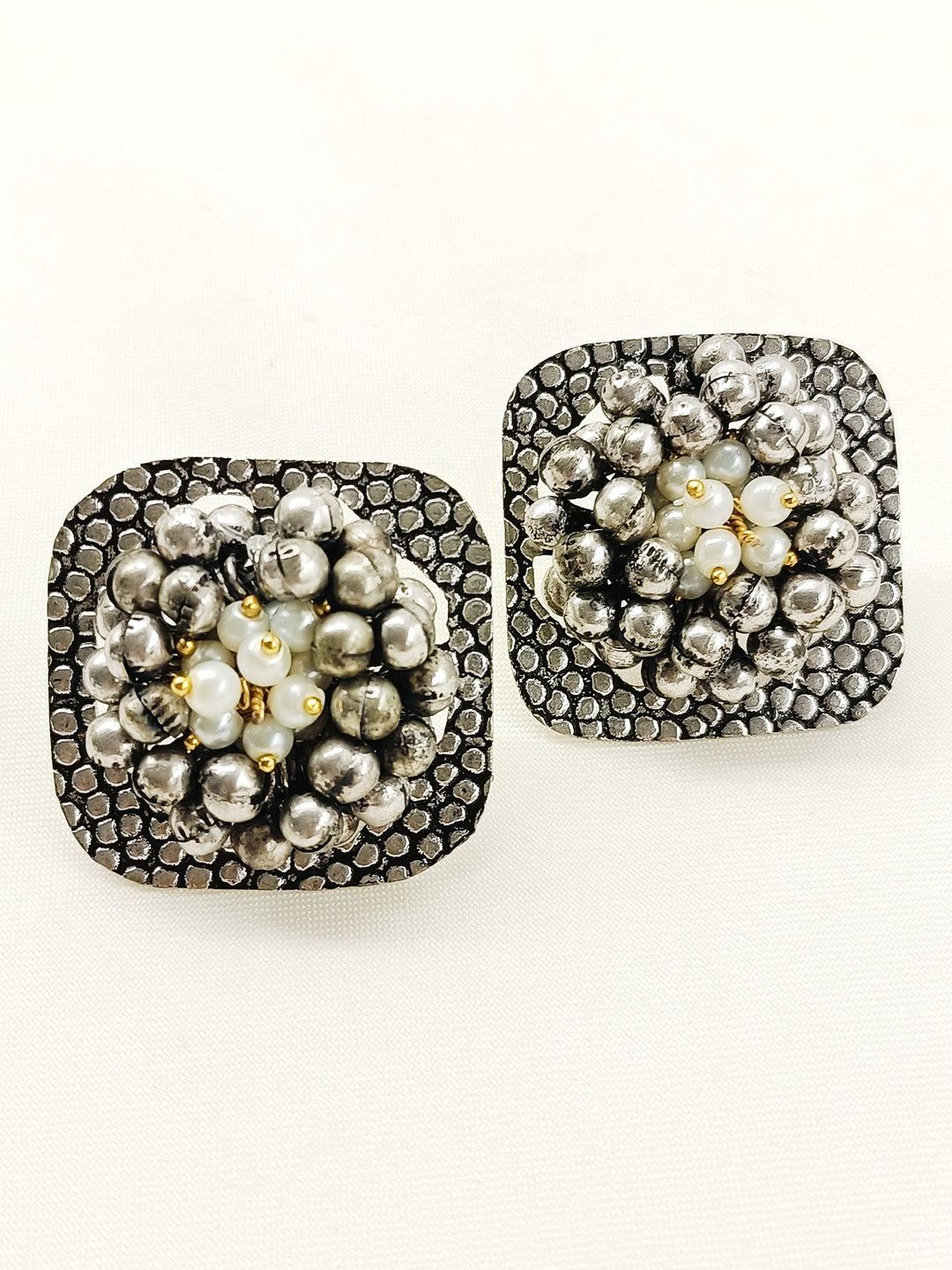 Rishita White Pearl Oxidized Tops