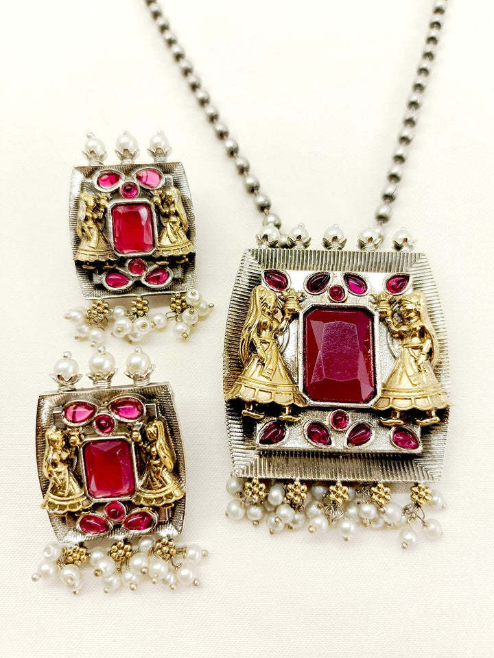 Razilli Ruby Oxidized Pendant Set