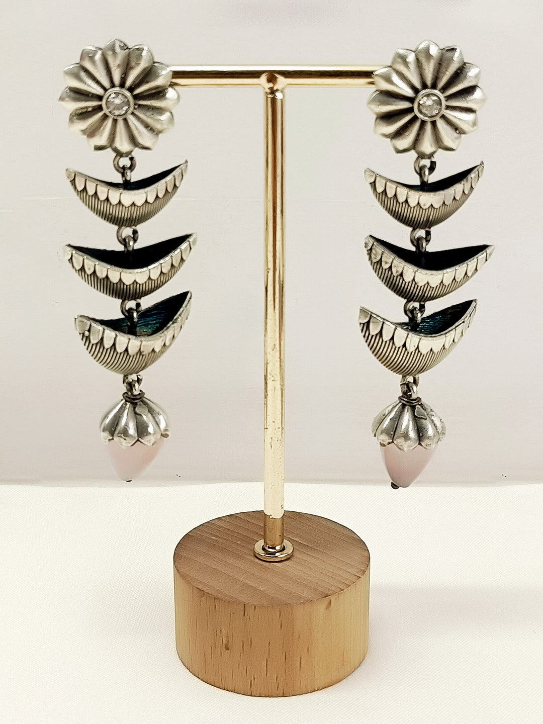 Ekansha Baby Pink Oxidized Earrings