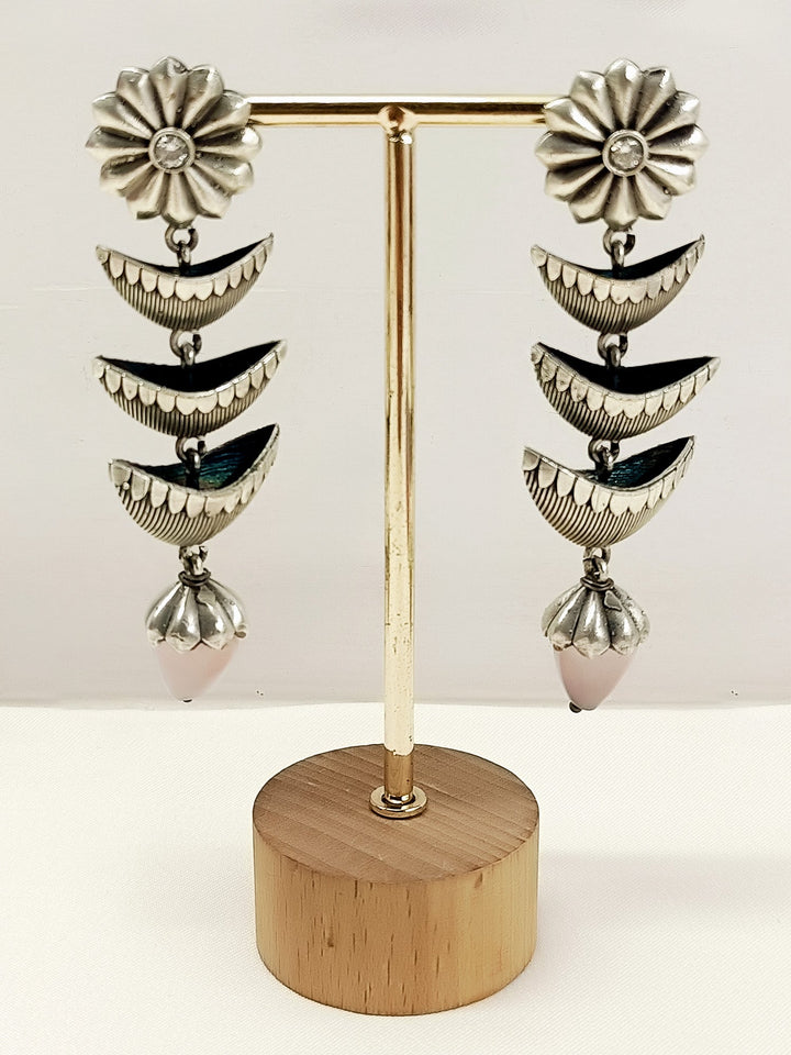 Ekansha Baby Pink Oxidized Earrings