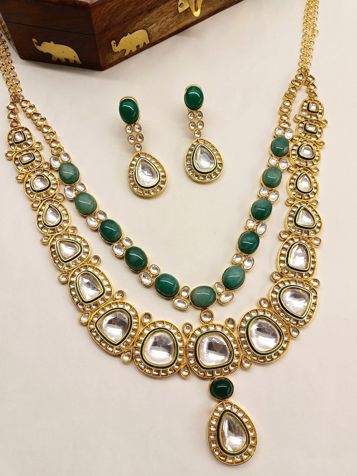 Zinnia Green Kundan Long Set