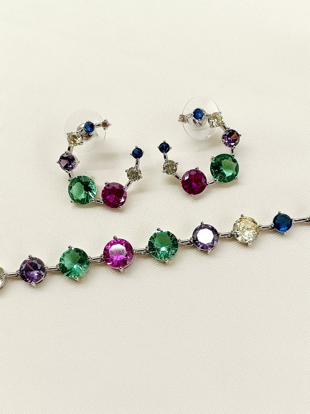 Haisley Multi Colour American Diamomd Necklace Set