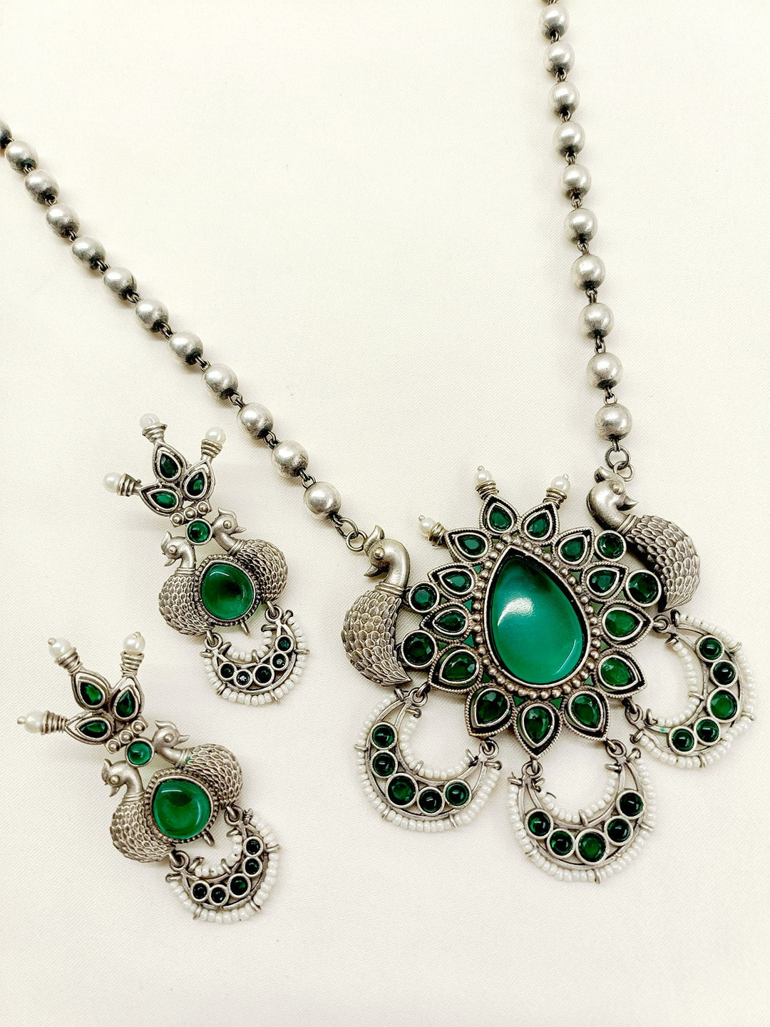 Flo Green Oxidized Necklace Set