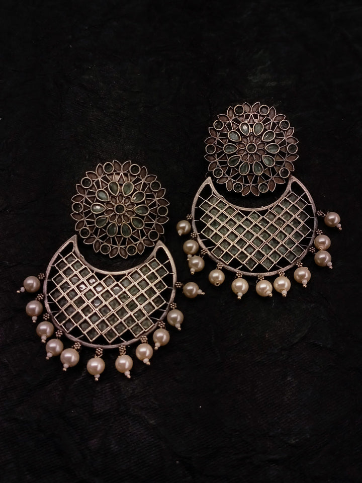 Shabina Mint Green Oxidised Chandbali