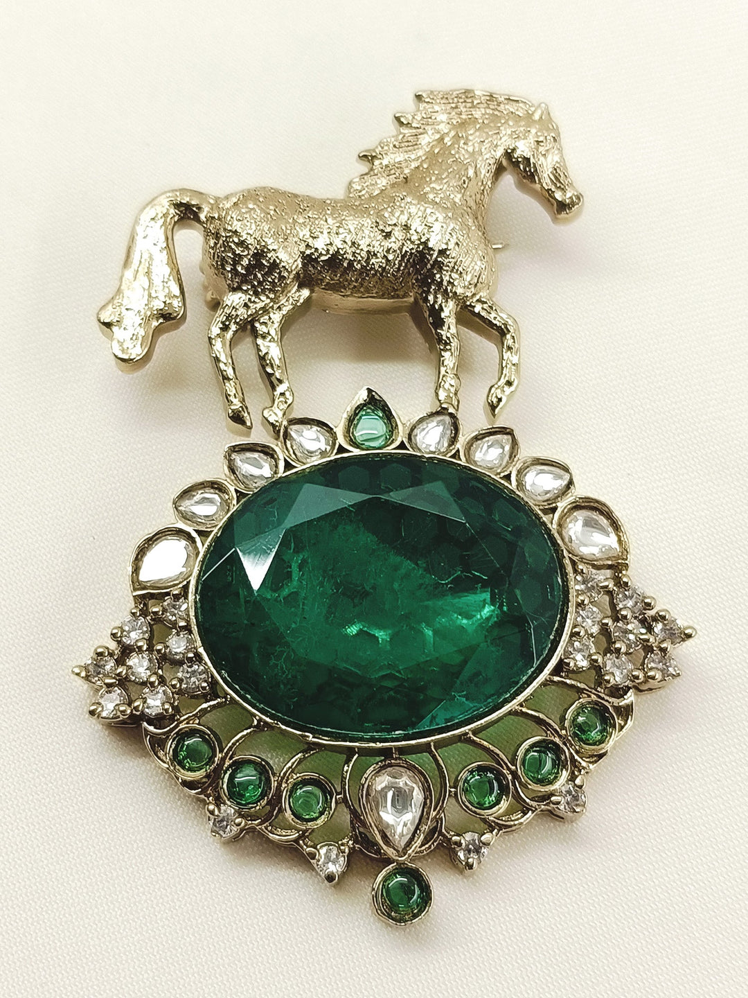 Naval Green Horse Brooch
