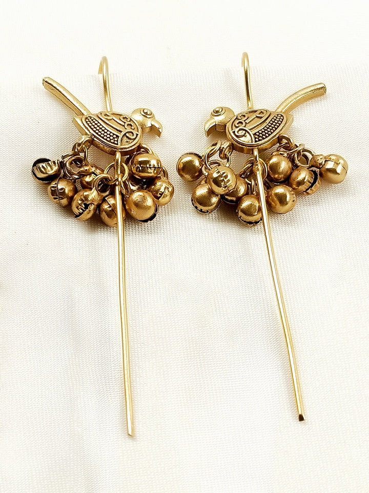 Ariella Golden Oxidized Earring - 7.2 cm Dangler