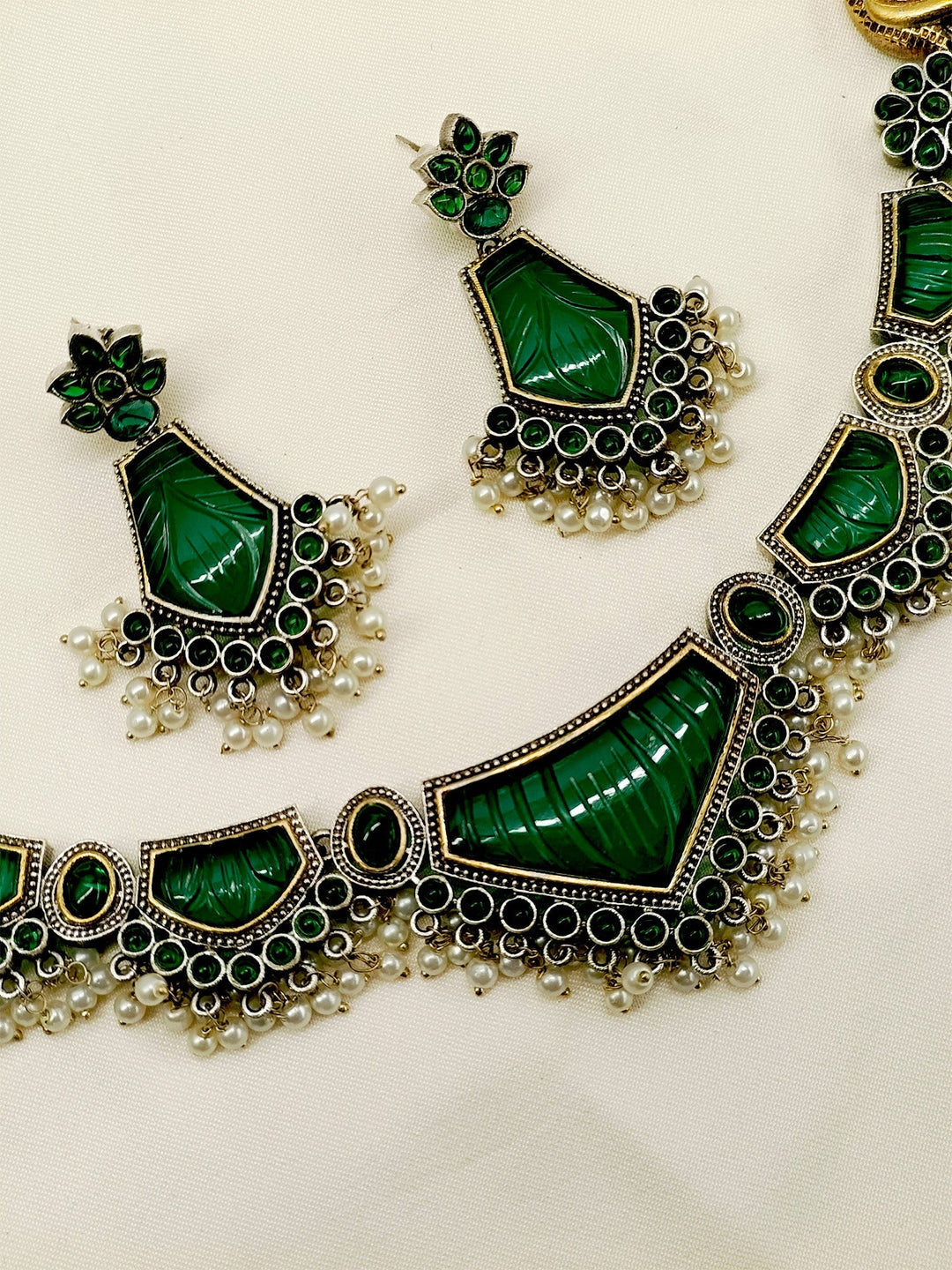 Brenda Green Peacock Oxidized Necklace Set