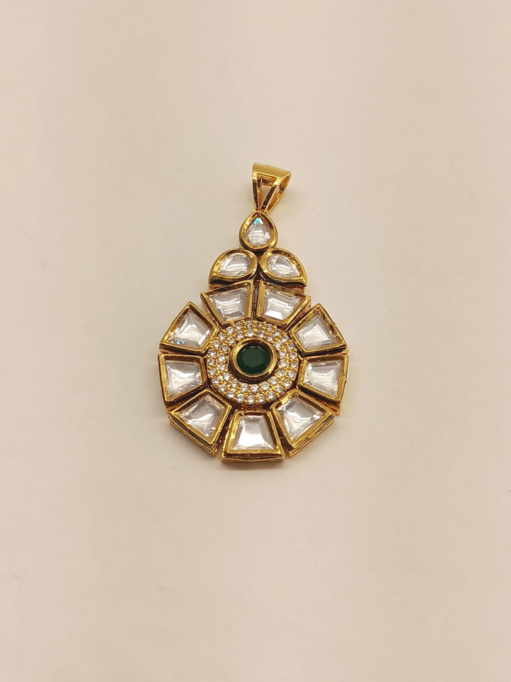 Ragvi Green Kundan Pendant Set