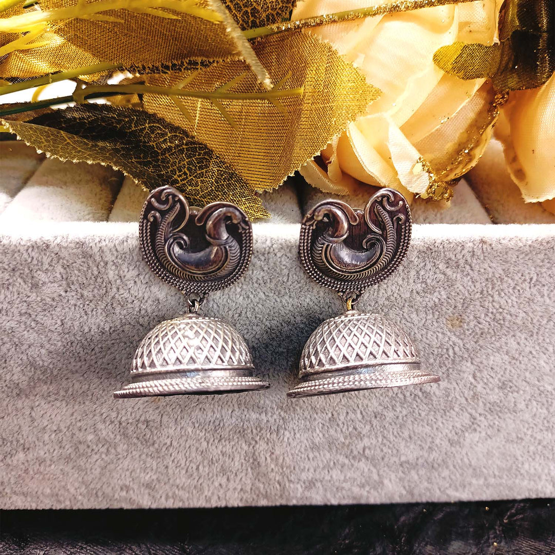 Nushratt Plain Oxidized Silver Jhumki