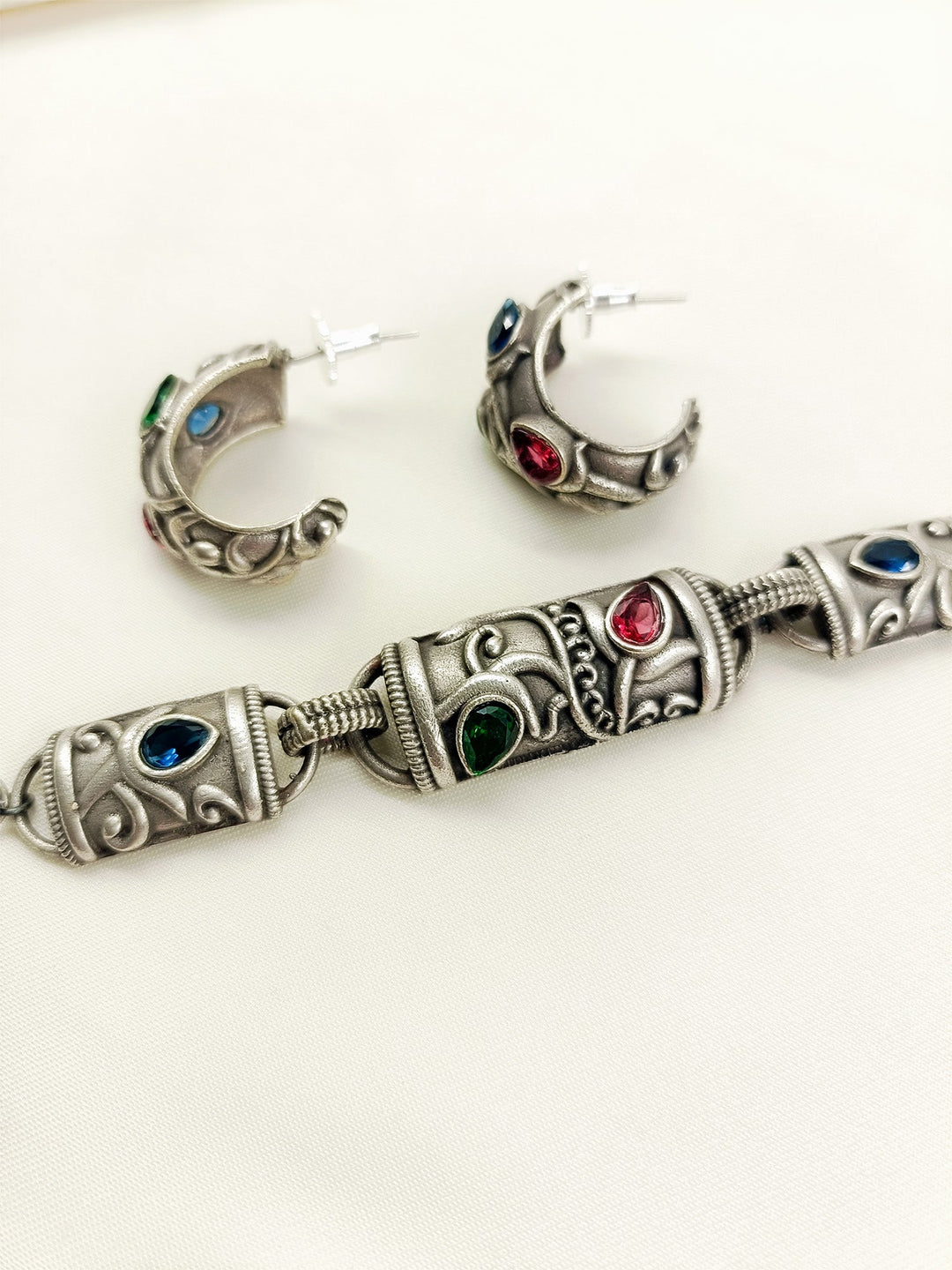 Clarissa Multi Colour Oxidized Choker Set
