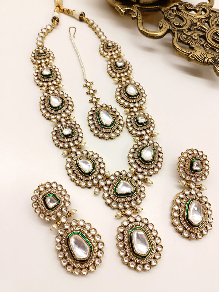 Sunidhi Green Polki Necklace Set