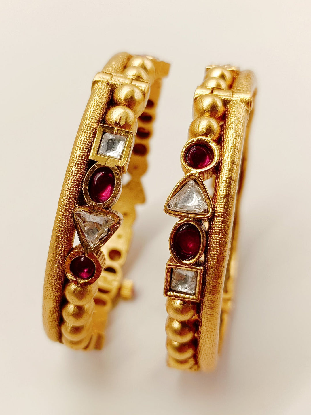 Haarika Rose Pink Kundan Bangle Pair