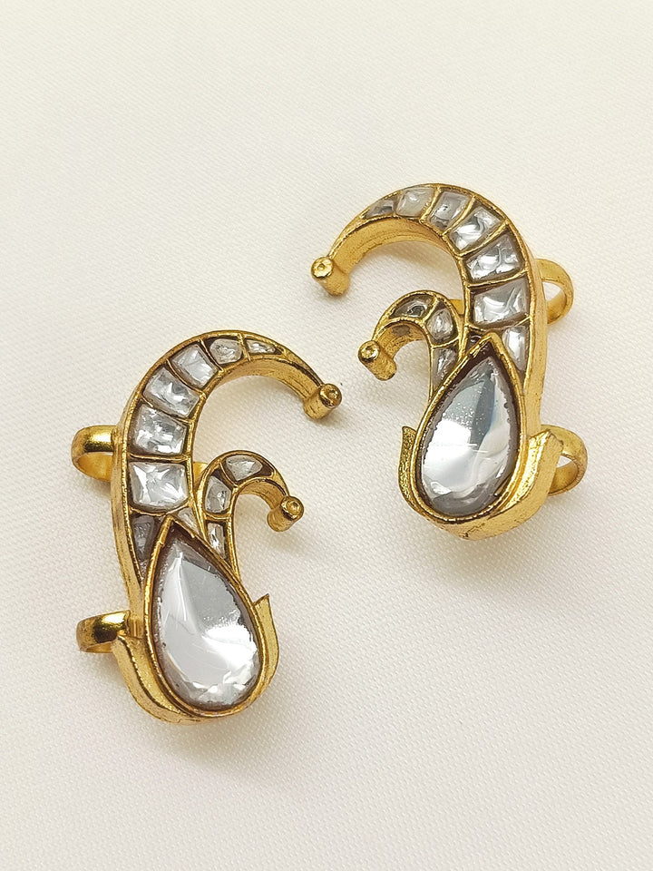 Tira White Gold Plated Kundan Ear Cuff  [ Price is for Pair ]