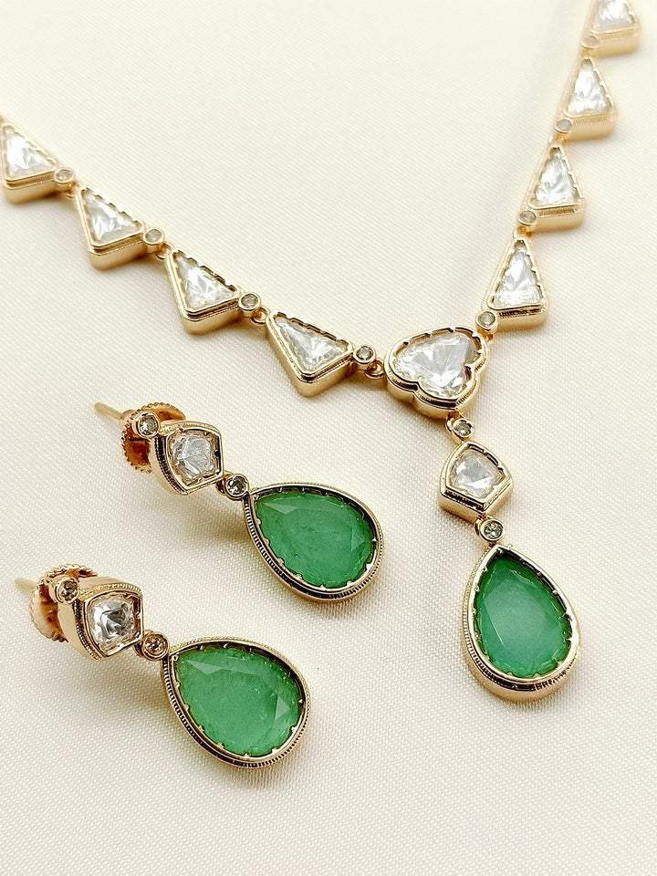 Saima Mint Green Kundan Necklace Set