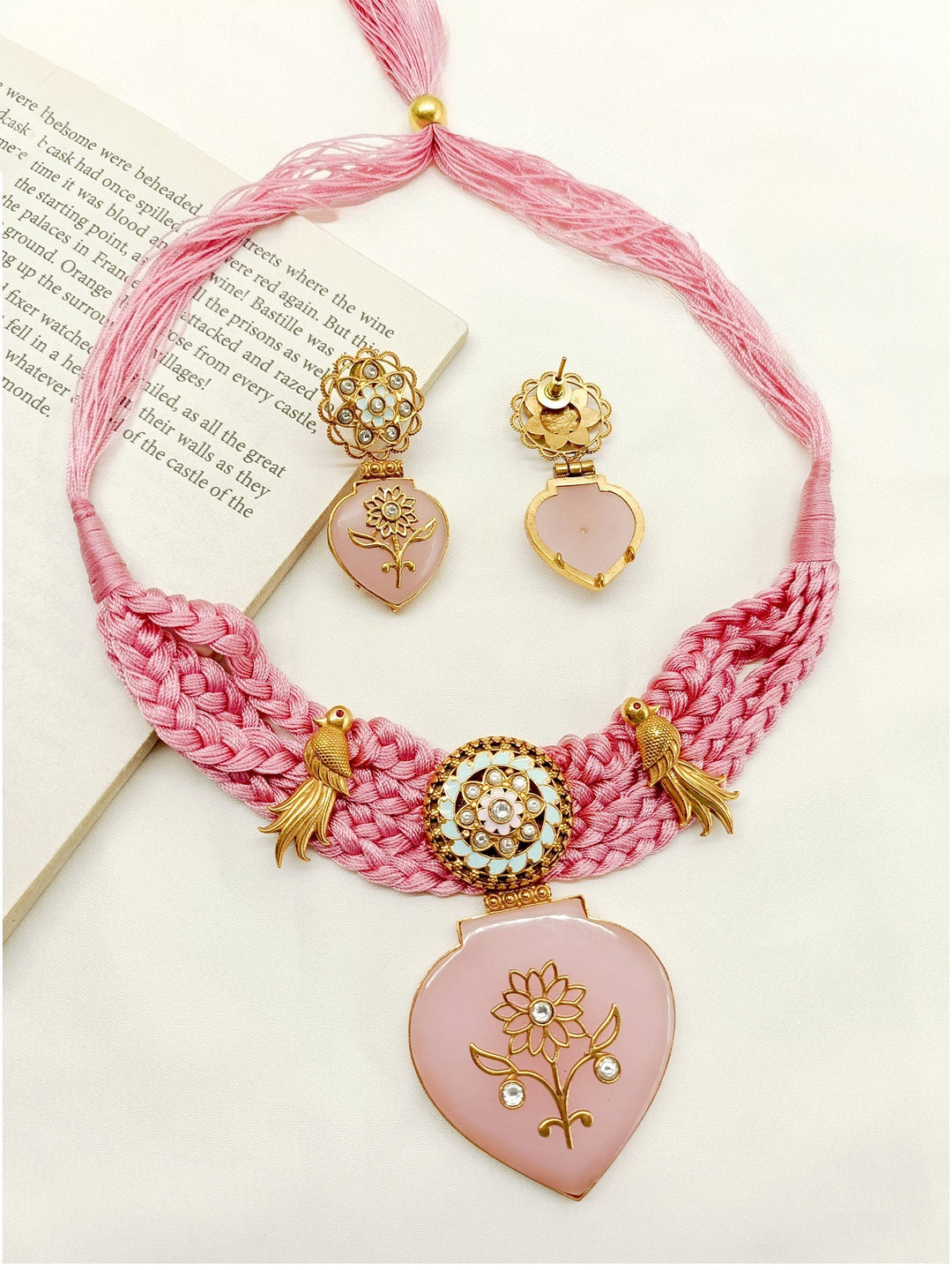 Sahana Pink Thread Boutique Choker Set