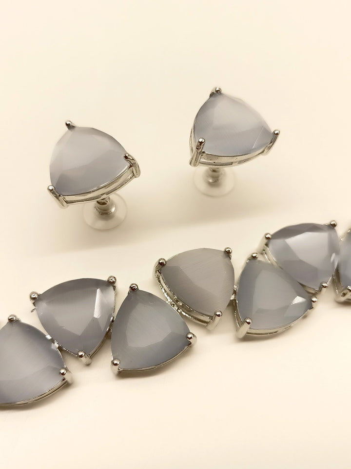 Mishkad Gray American Diamond Set