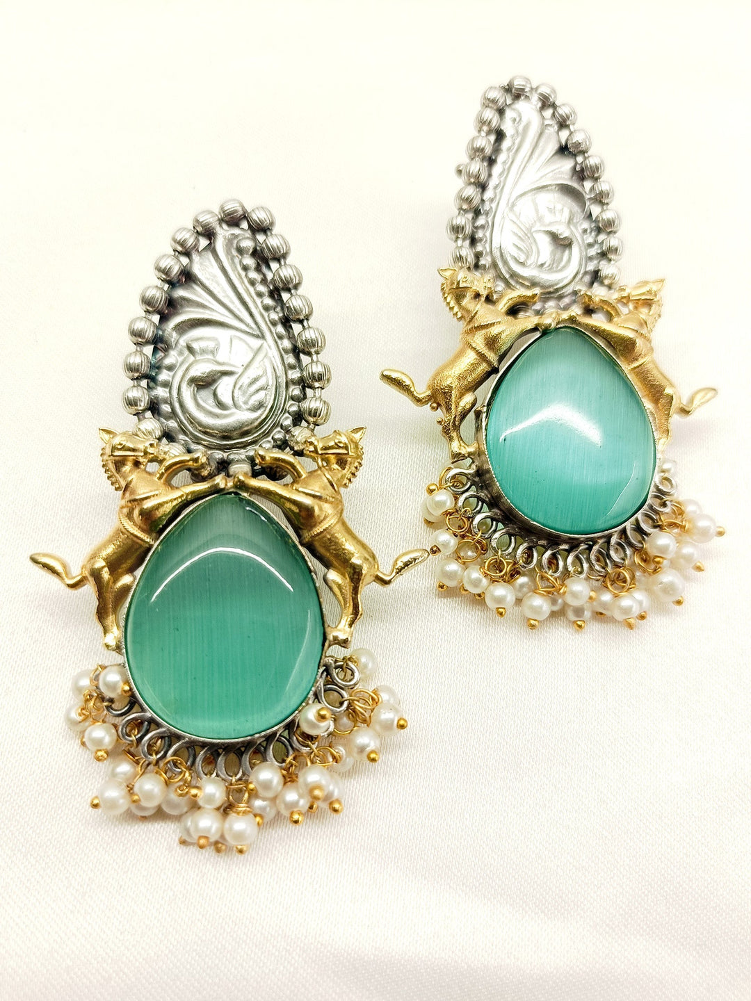 Rosh Mint Green Oxidized Earrings