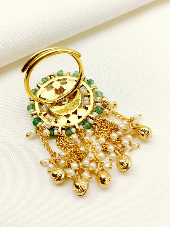 Niya Mint Green Kundan Finger Ring