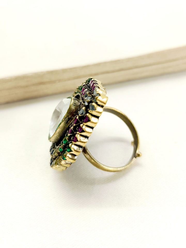 Warthi Multi Colour Victorian Finger Ring