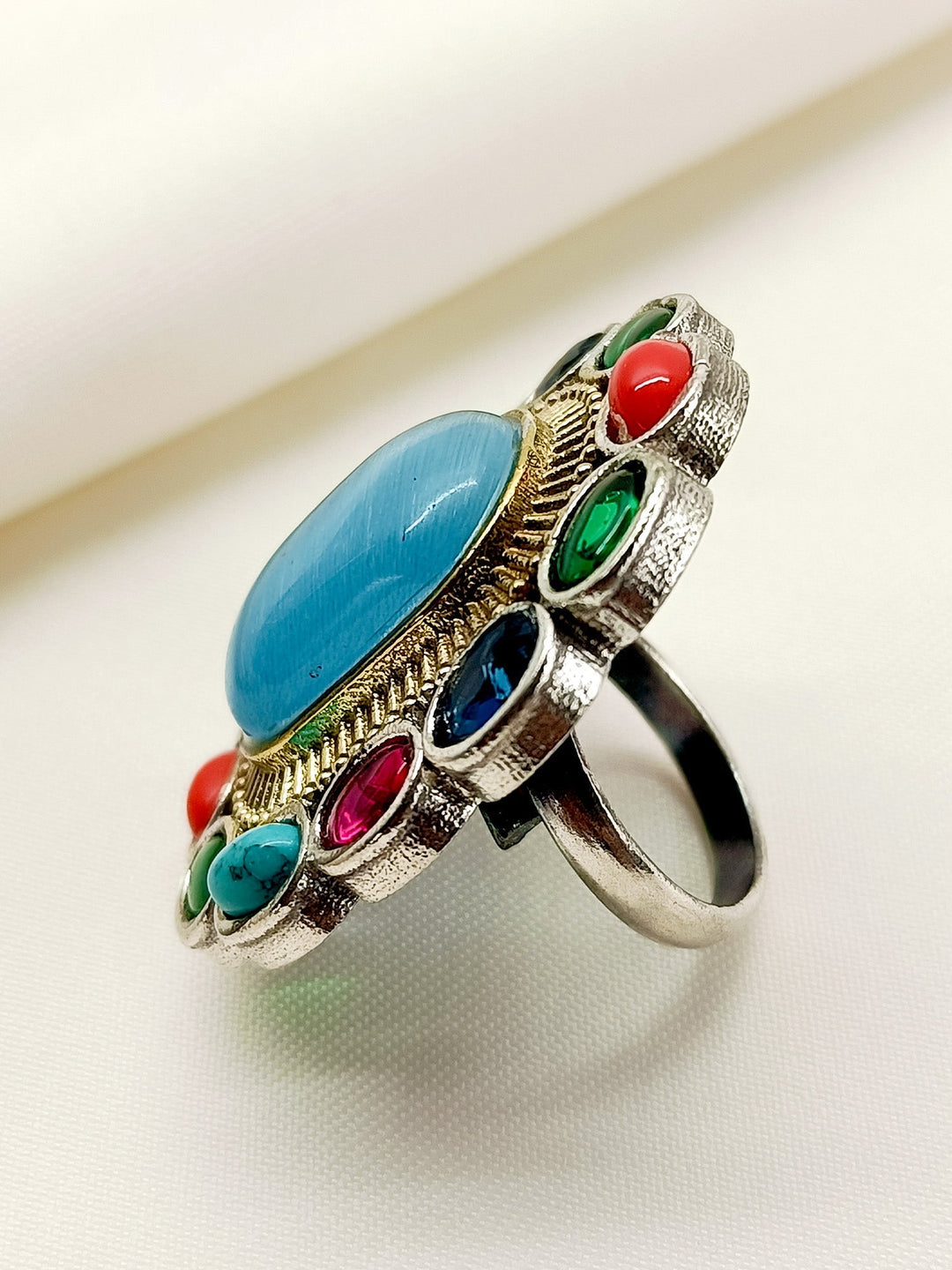 Divyanshi Multi Colour Oxidized Finger Ring