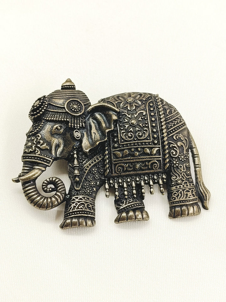 Lakshya Antique Gold Elephant Men's Brooch