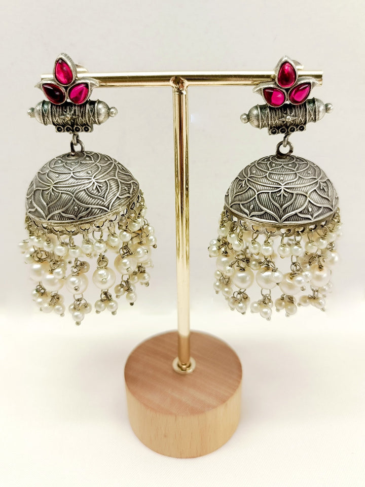 Kishvya Majenta Oxidized Jhumki