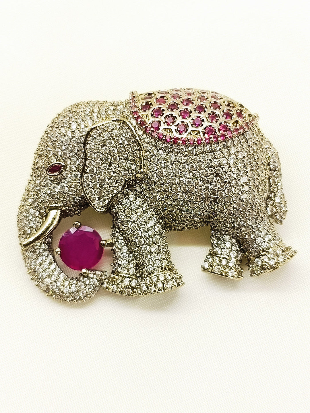 Harshil Ruby Elephant Brooch